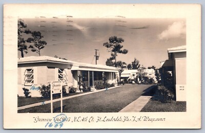 Postcard Fort Lauderdale FL ''Greenview'' Apartments RPPC 1951