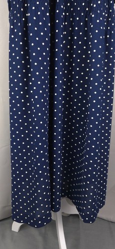 Vtg Handmade Dress Womens L XL Blue Polka Dot Sailor Midi Smocked Cottagecore - Picture 6 of 24