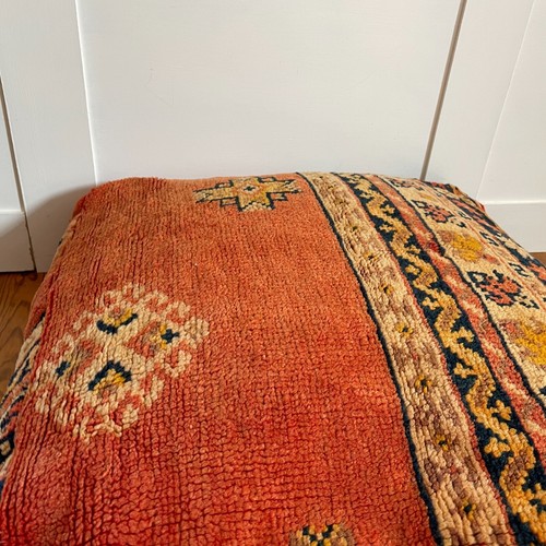 Vintage Kelim Boden Kissen Pouf Fußhocker Teppich Marokkanisch Handgewebt Stofftiert - Bild 7 von 17