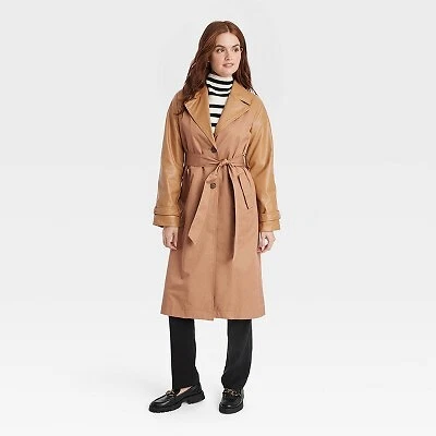 Women s Relaxed Trench Coat A New Day Brown XS