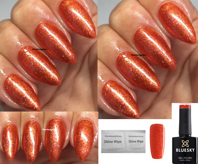 BLUESKY Brilliant Gold Gel Nagellack-Gel 10 Ml - UV/LED Aushärtbar Mit Glitzer, Inkl. 2 Shine Tücher