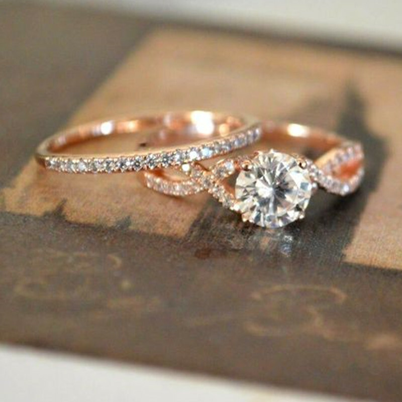 Gorgeous Wedding Rings Women 14k Rose Gold Plated Jewelry Gift Sz 6-10