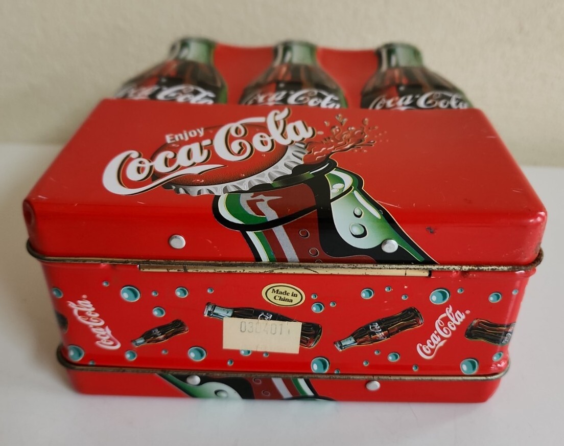 Coke Bottle Coca Cola Metal Tin Mini Lunch Box Pail Container with
