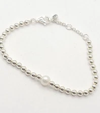 Authentic PANDORA 925 Timeless style Pearl & Beads Bracelet 593173C01-16 6.3 in.