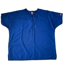 Cherokee Workwear Scrub Top Size Medium V Neck Short Sleeve Blue