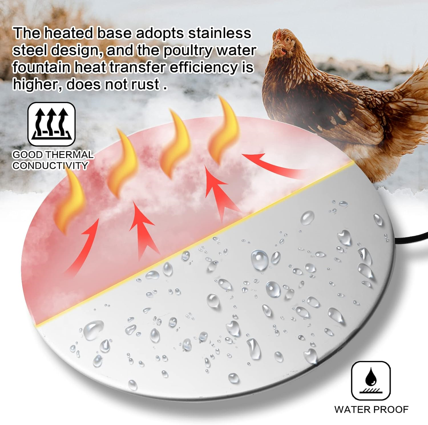 Chicken Water Heater for Winter Poultry Water Heater Warmer Base