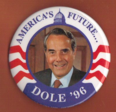 1996 Bob Dole 3'' / ''America's Future'' Presidential Campaign Button (Pin 01)