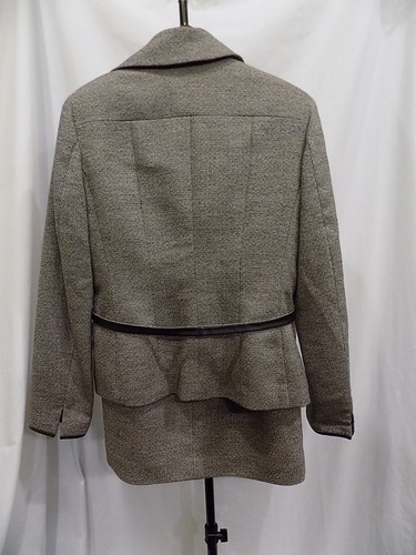 WORTH Brown & Creme Wool Silk Blend 2Pc Skirt Suit Women Sz 6 (320) - Picture 6 of 6