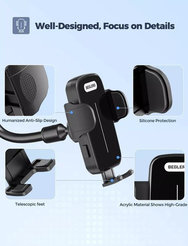 2PACKS Beglero Black Car Cell Phone Holder Mount, For iPhone Samsung - Picture 5 of 6