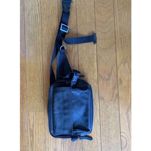 porter Shoulder bag leather Black Adjustable Strap Unisex porter Shoulder bag leather Black Adjustable Strap Unisex