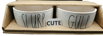 Rae Dunn ''GULP,SLURP'' 6  Dog Pet Bowl Set - New In Box! Ship from Canada Dog Cat