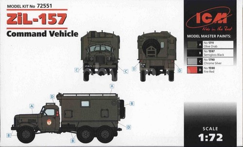 ICM 72551 ZIL-157 sowjetisches Kommandofahrzeug, Maßstab 1/72 Modellbausatz Kunststoff - Bild 2 von 12