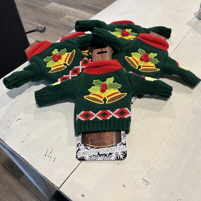Uncle Bob's Ugly Sweater Collection Wine Bottle Cover, Holiday Bells Lot Of 5