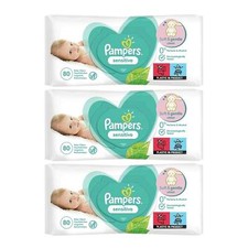 Pampers Sensitive Fragrance Free Baby Wipes, 80 Wipes Pack of 3 