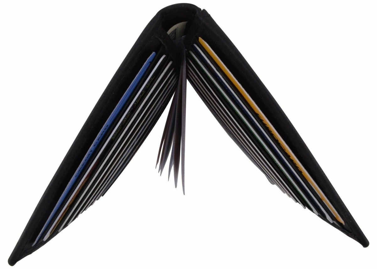 Genuine Leather Tall Wallet - 20 Credit Card Slots & Hidden Money Pocket (Unisex)