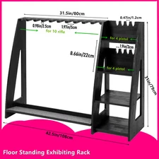 Wooden Gun-Rack Rifle + Pistol Standing Rack Indoor & Outdoor Display