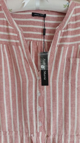 Athena Marie NWT Pink & White Striped Linen Blend Summer Dress Small UK 8/10 - Picture 20 of 21