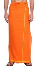 Men's Cotton Colorful Lungi in Size 2 Mtrs Single Lungi-  Orange, Pack Of 1 