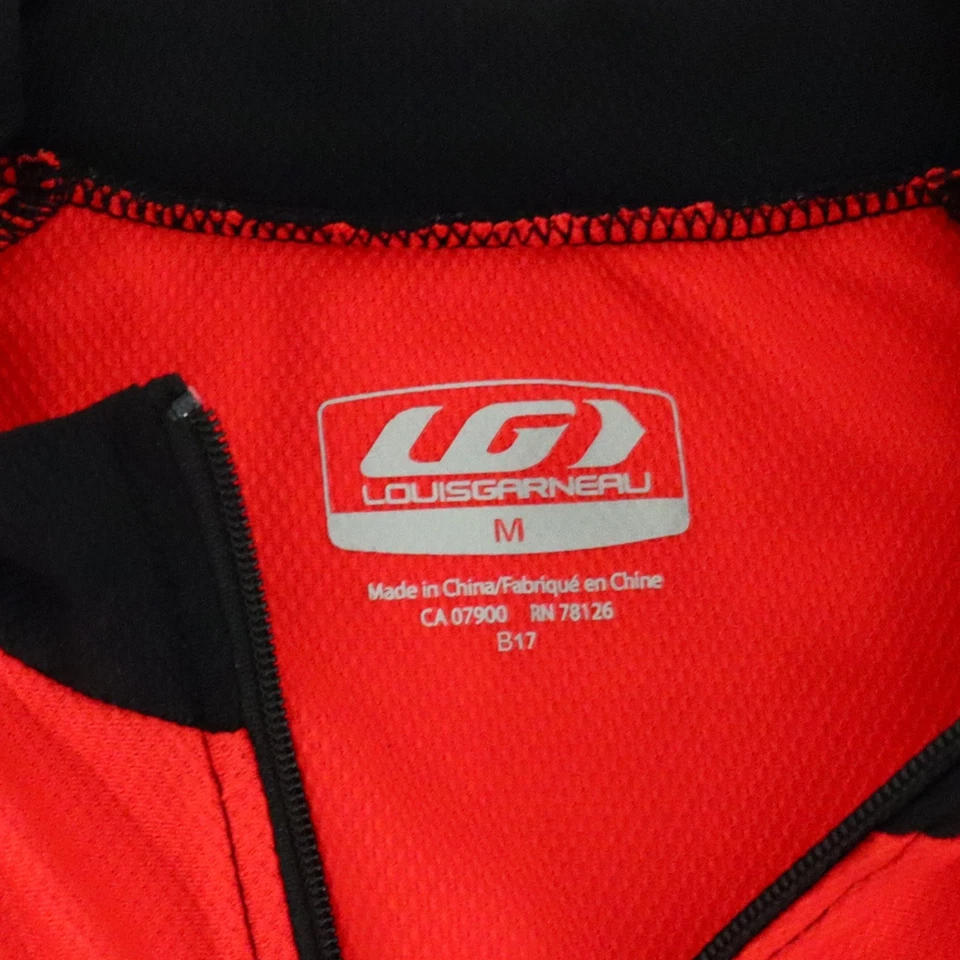 Chaqueta de ciclismo Louis Garneau cremallera completa para hombre mediana negra roja cortavientos Foto 2 de 4