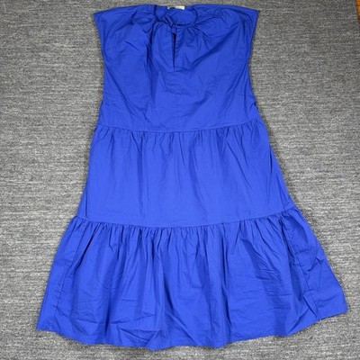 Justa Petra Dress Women 1 Small Blue Midi Tiered Oversized Pockets Resort Cruise