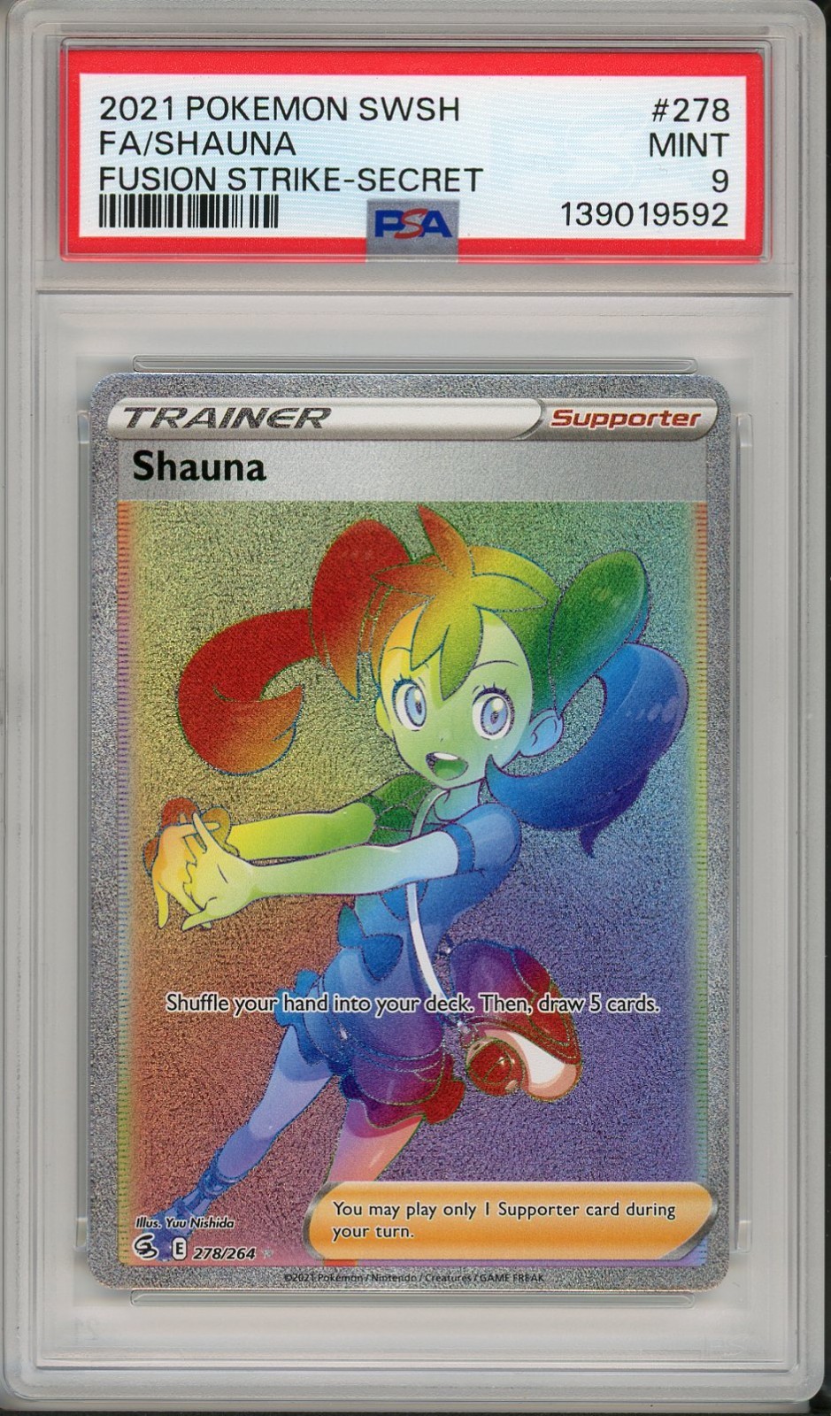 2021 Pokemon SWSH Fusion Strike Shauna Full Art Secret #278 PSA 9