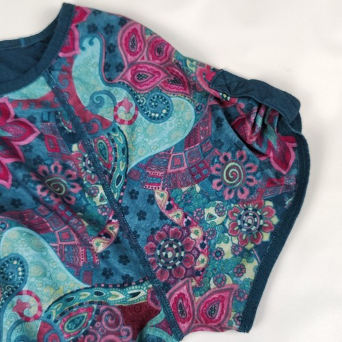 Title Nine Tech Athena Athletic Dress Floral Paisley M Teal Blue Short Sleeve - Picture 5 of 6