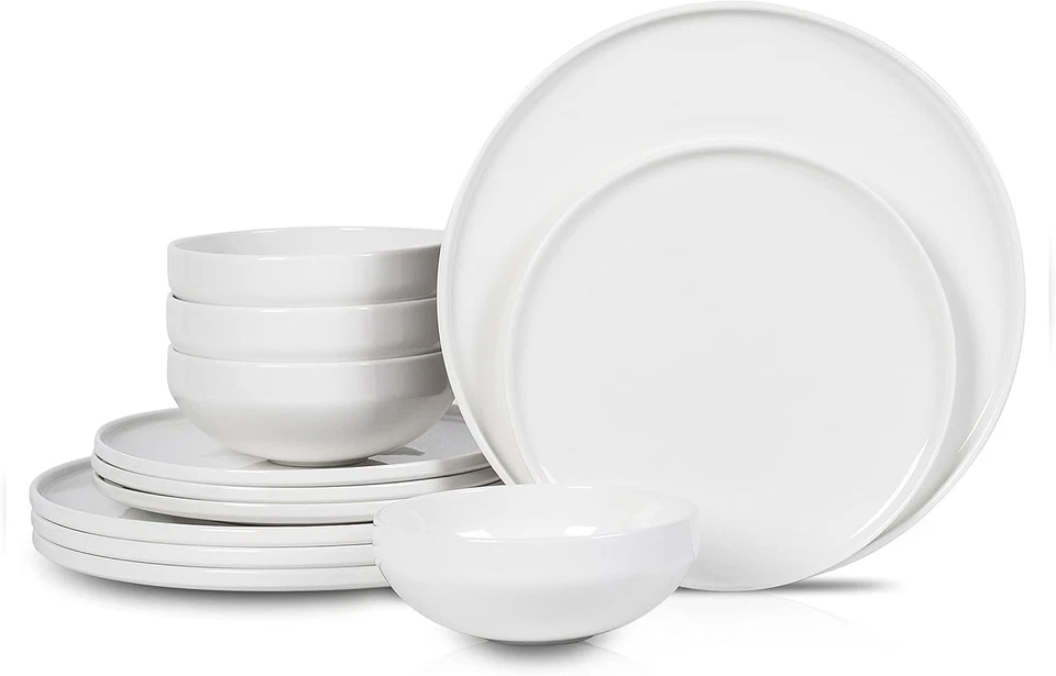 Stone Lain Quinn Bone China 12-Piece Dinnerware Set, White - Image 2 of 4