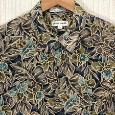 Pierre Cardin Mens Large Rayon Tropical Floral Short Sleeve Button Down Shirt