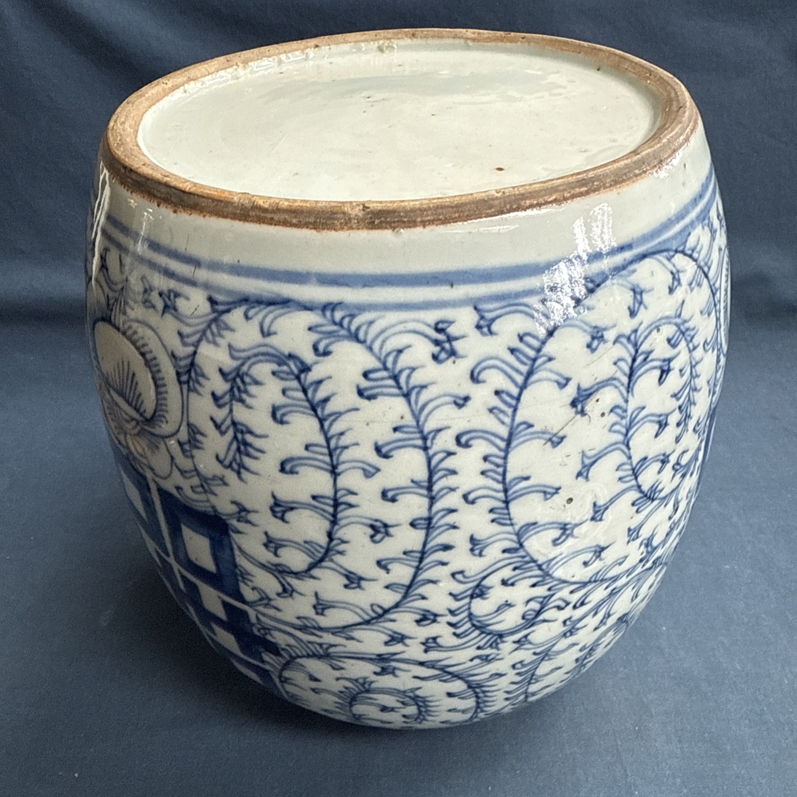 Antique Chinese Double Happiness Blue & White Porcelain Ginger Jar with Lid