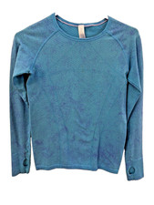 Ivivva Girls Long Sleeve Blue Top With Thumbholes Size 14 Lightweight & Comforta