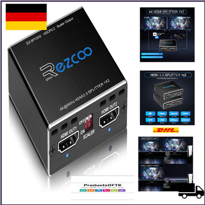 HDMI Splitter 4K 60Hz 1x2 Ausgang Dual Monitor EDID Scaler HDCP