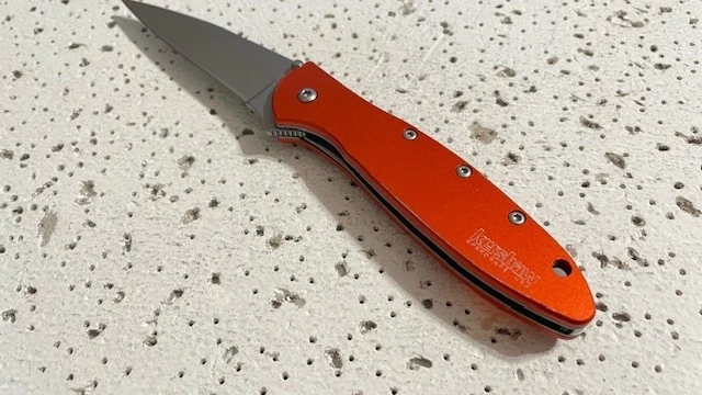1660OR Kershaw Leek A/O Linerlock Plain Blade Orange Handle Ken Onion Design - Image 3 of 4