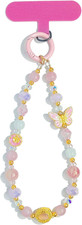 Cute Phone Wrist Strap Chic Beaded Cellphone Lanyard with Tether Tab Phone Charm