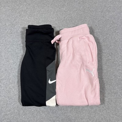 Lot of 2 Girls Active Pants Youth Sz XS Nike Puma Joggers Leggings Multicolor