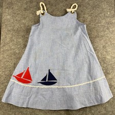 Ruth Of Carolina Girls Dress Vintage Blue Sailboats Size 4 Nautical