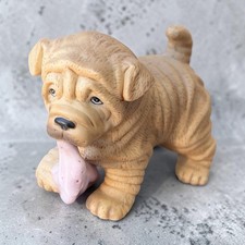 HJ&G PUPPY PALS SHAR PEI PUPPY DOG W/ BLANKET 3 1/2" BISQUE PORCELAIN FIGURINE