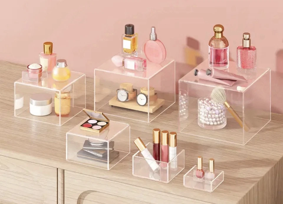 Soportes de exhibición de cubo acrílico Clisela - Elevadores de caja con fondo hueco. 6 piezas - Nuevo Foto 3 de 4