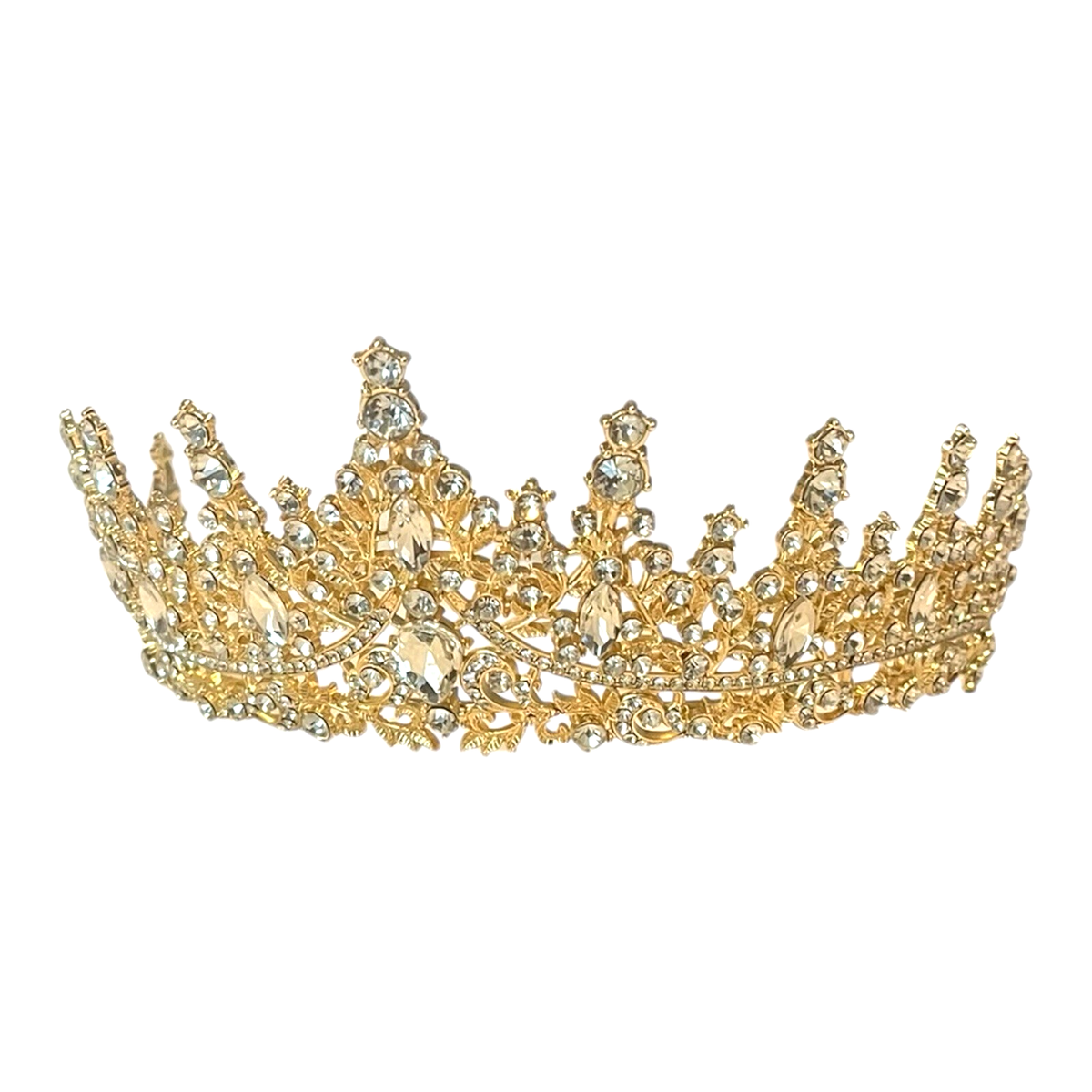 Gold rhinestone tiara  or pageant crown Floral Clear Austrian Rhinestone Tiara Crown Pageant Prom  main image 4