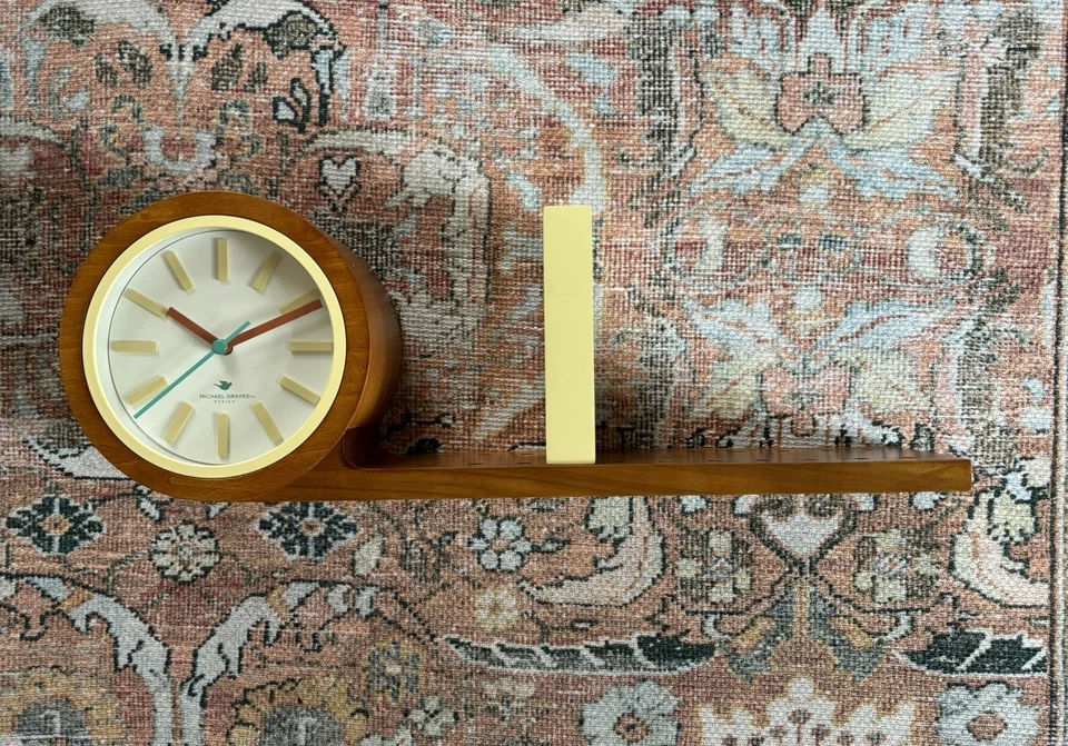 Michael Graves Design Maple Wood Adjustable BookShelf Clock Works - Image 2 of 4