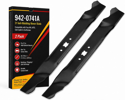 #ad 942 0741A 21 Inch Mulching Mower Blades 2 Pack Compatible with Troy Bilt TB110 T $38.42