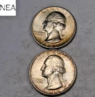 (2) 1946-S Washington Quarter Set/Lot ~ Gem BU Rainbow Toned End Coins (ZQL41)