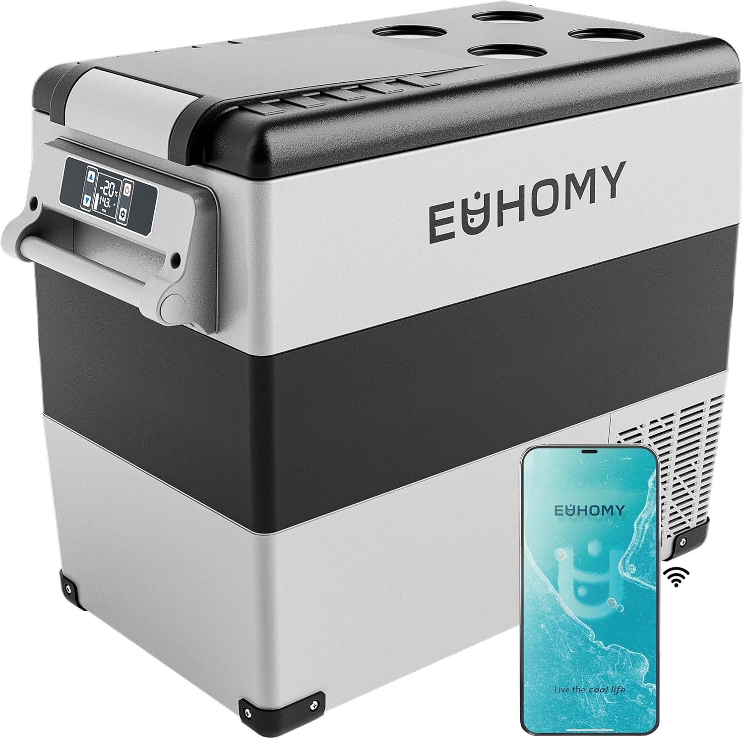 EUHOMY 12 Volt Refrigerator, 59QT(55L) Electric Cooler, 12V Fridge APP Control