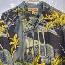 Tommy Bahama Mens Medium Silk Hawaiian Shirt King of the Blues New Orleans Jazz