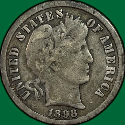 1898 Barber Dime Fine F Coin #38474