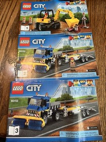 Lego 60152 City Sweeper & Excavator 100% Complete W/ Mini Figs And Manuals