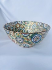 LargeAntique Chinese Thousand Flower Famille Rose Porcelain Bowl, Tongzhi Period