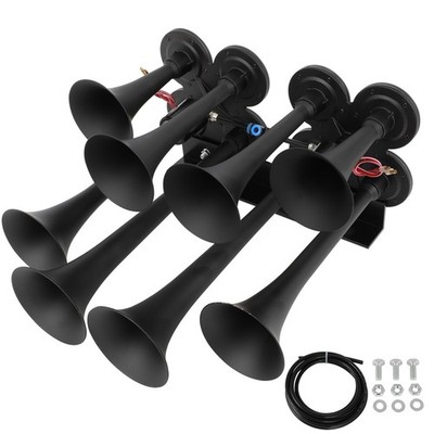 8 Trumpet Train Air Horn Kit Loud For Ford Chevy Ram Toyota 135db