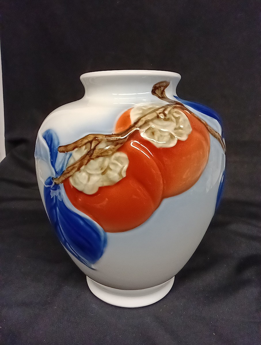 Rare Vintage Japan Fukagawa Arita Porcelain Persimmon Vase 8