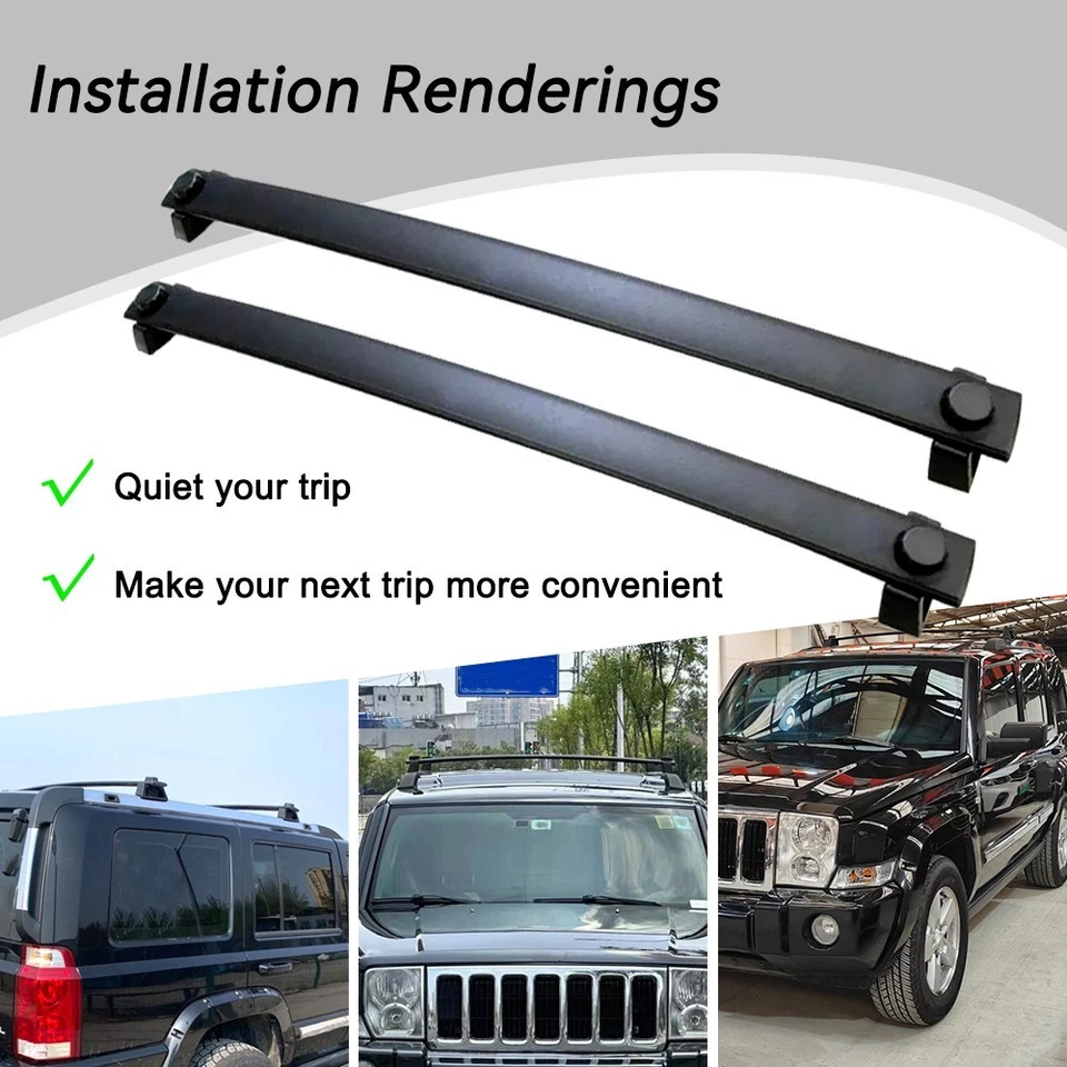 Поперечная штанга багажника на крышу из запасов США подходит для Jeep Commander 2006-2010 алюминиевые поперечные штанги - Изображение 2 из 4