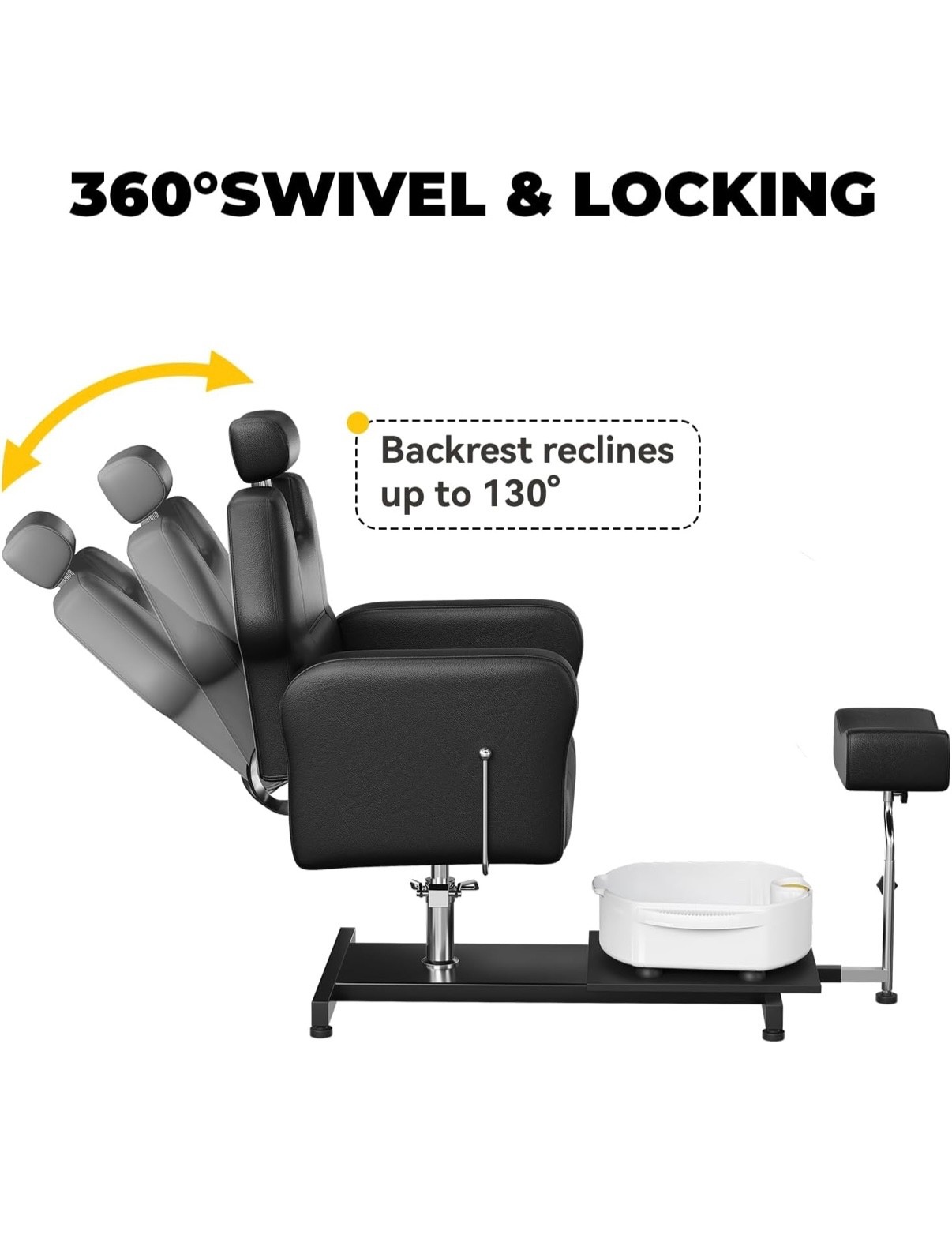 Pedicure Chair, Hydraulic Adjustable Pedicure Chair with 360° Rotation